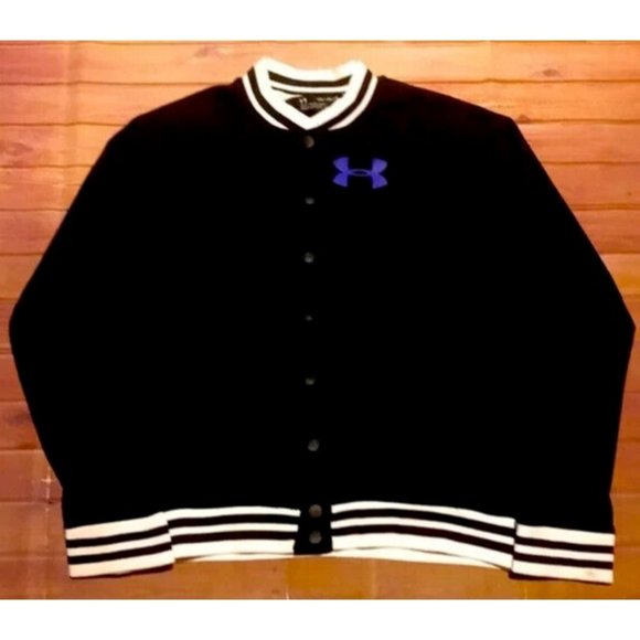 Under Armour ColdGear Snap Buttons Jacket Girls YXL Black White 1318316 - Picture 1 of 5
